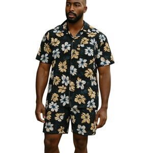 King Size Men’s Cabana Set Hawaiian Camp Shirt and Shorts Size 2X